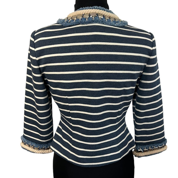 Boston Proper Blue and White Striped Blazer Jacket Size 2 - Picture 3 of 7
